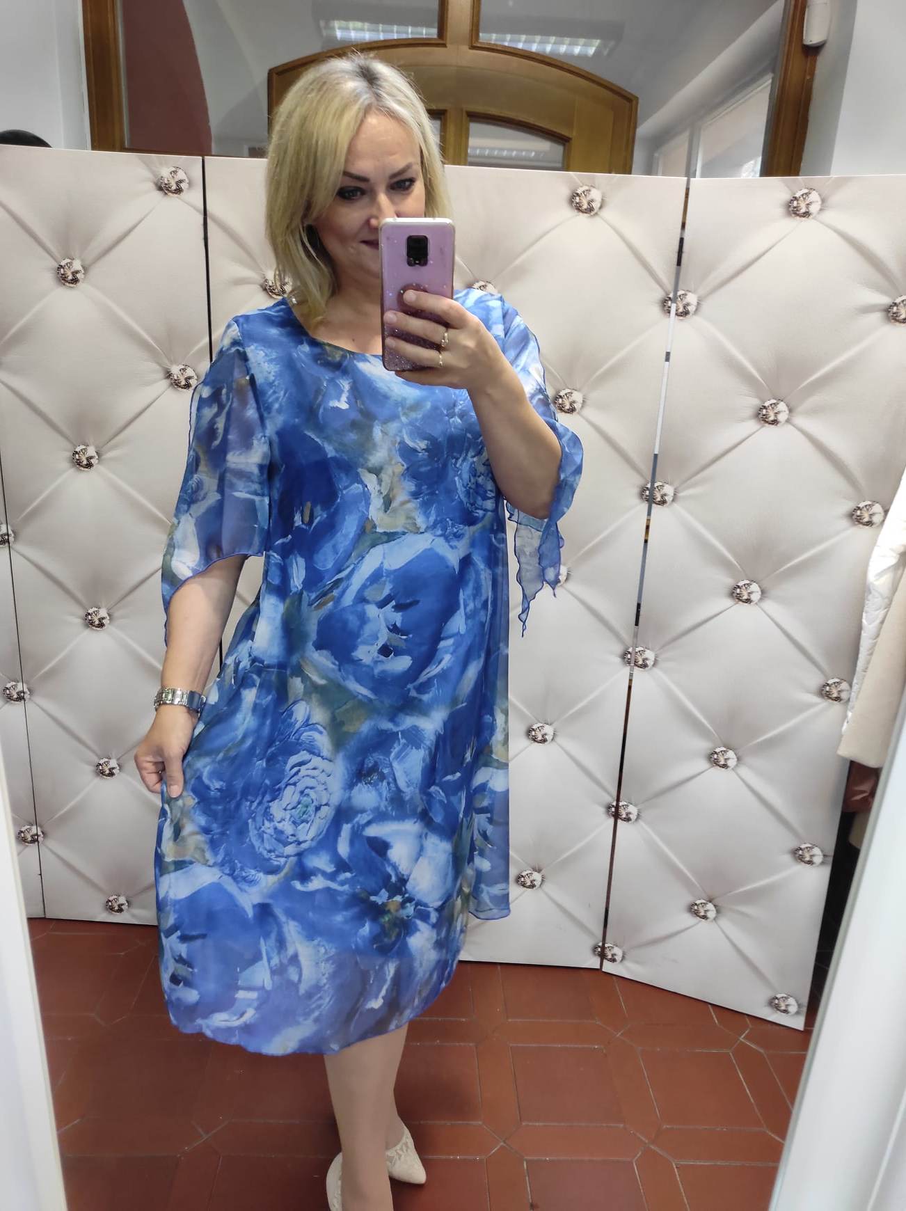 Šifonové PLUS SIZE šaty ELA modré