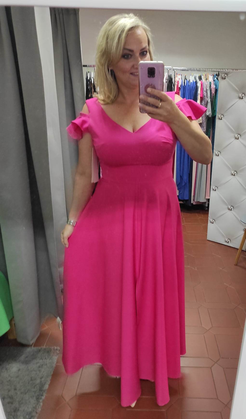 Dlouhé šaty MARSELINI 2174 v barvě magenta