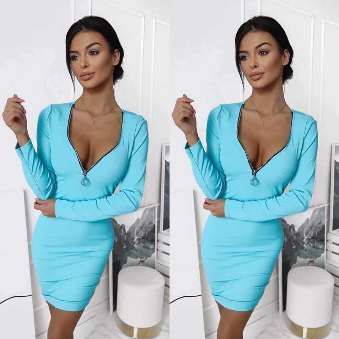 Elastické sexy šaty modré