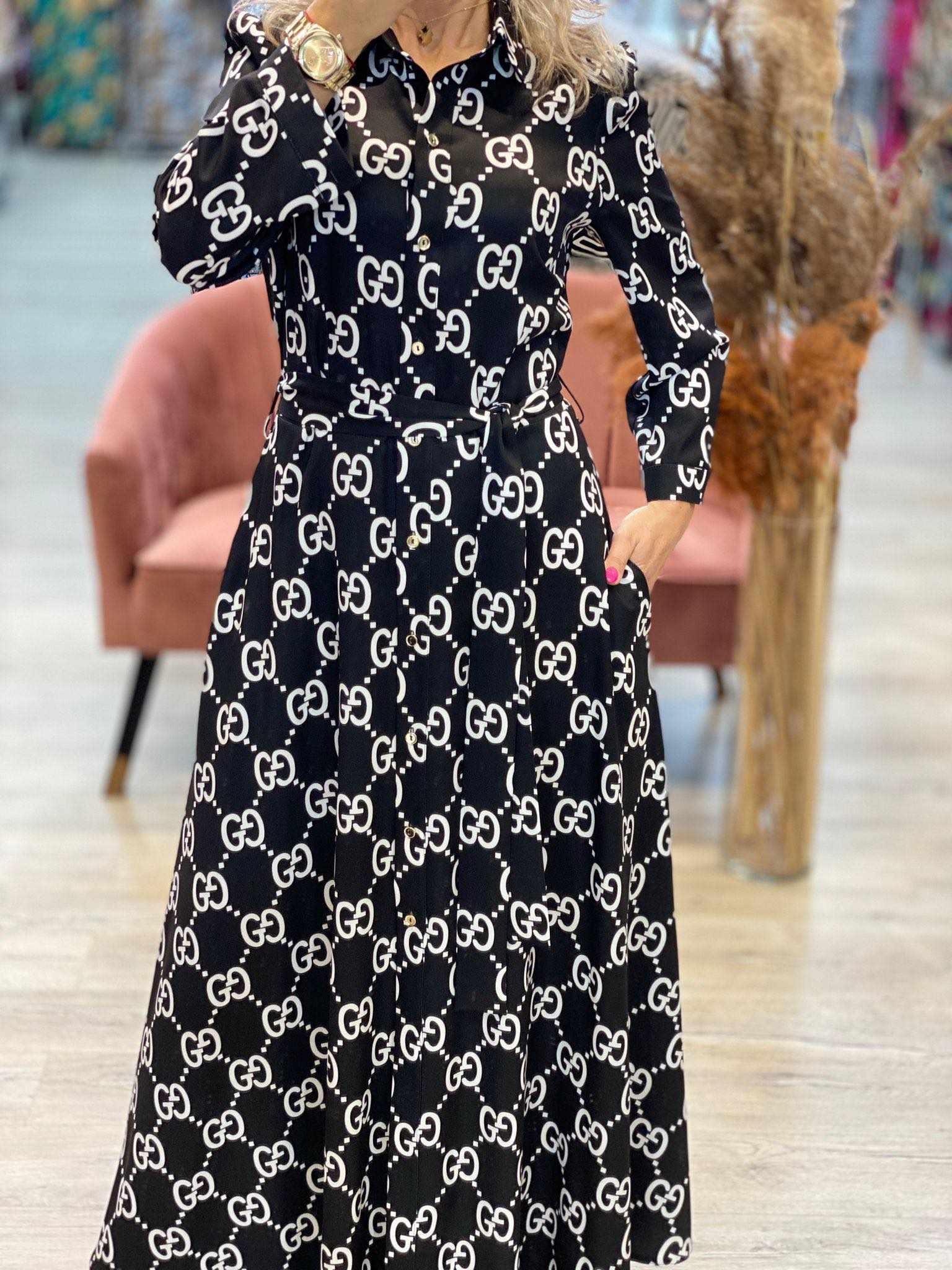 Dlouhé košilové šaty KARLA černé