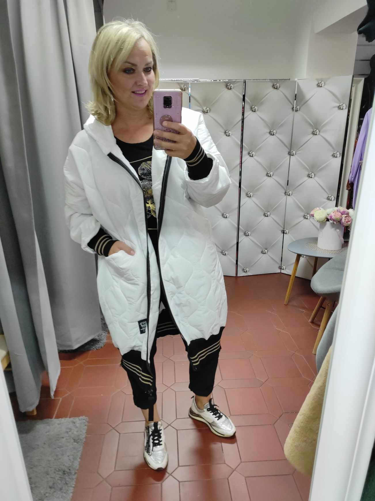 Dámská PLUS SIZE prošívaná bunda bílá