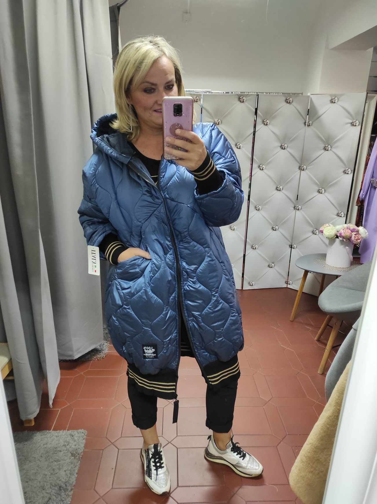 Dámská PLUS SIZE prošívaná bunda modrá