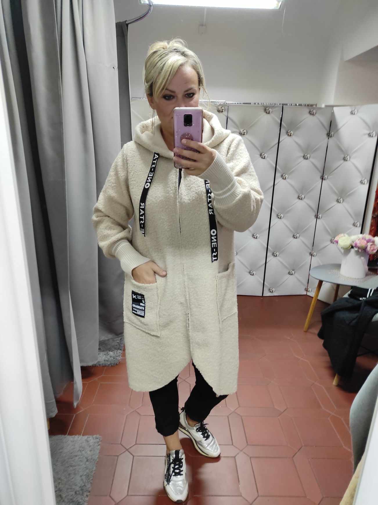Dámský oversize kabát béžový