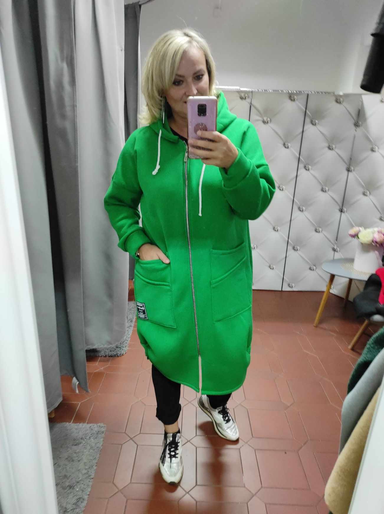 Teplá PLUS SIZE mikinová bunda zelená
