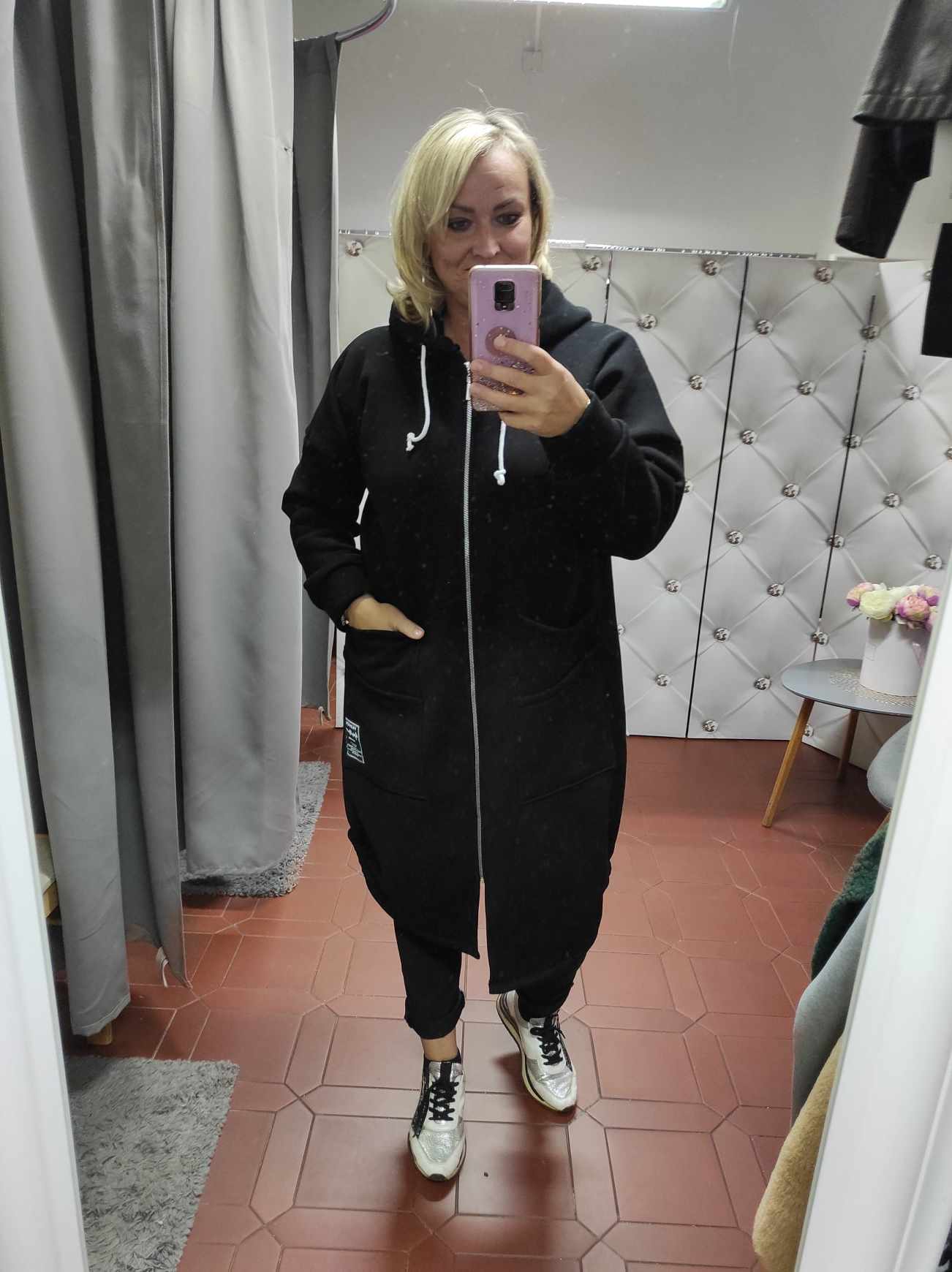 Teplá PLUS SIZE mikinová bunda černá
