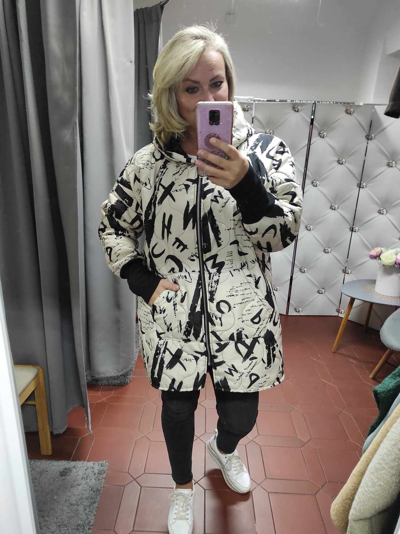Dámská prošívaná PLUS SIZE bunda béžová