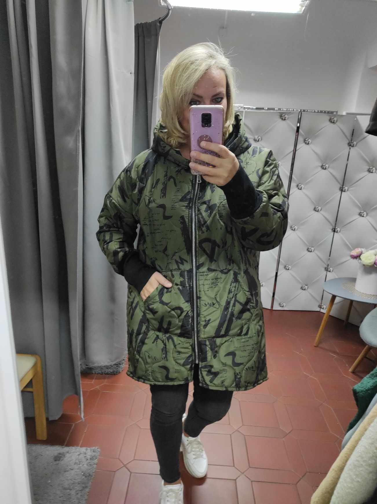 Dámská prošívaná PLUS SIZE bunda khaki