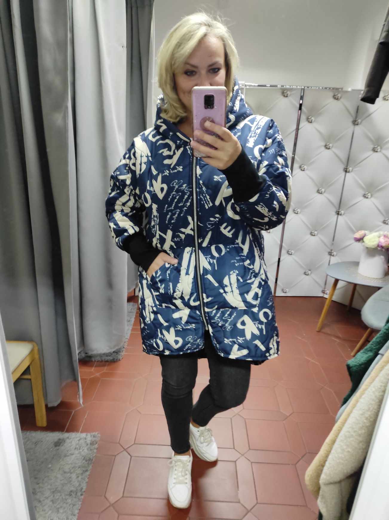 Dámská prošívaná PLUS SIZE bunda modrá
