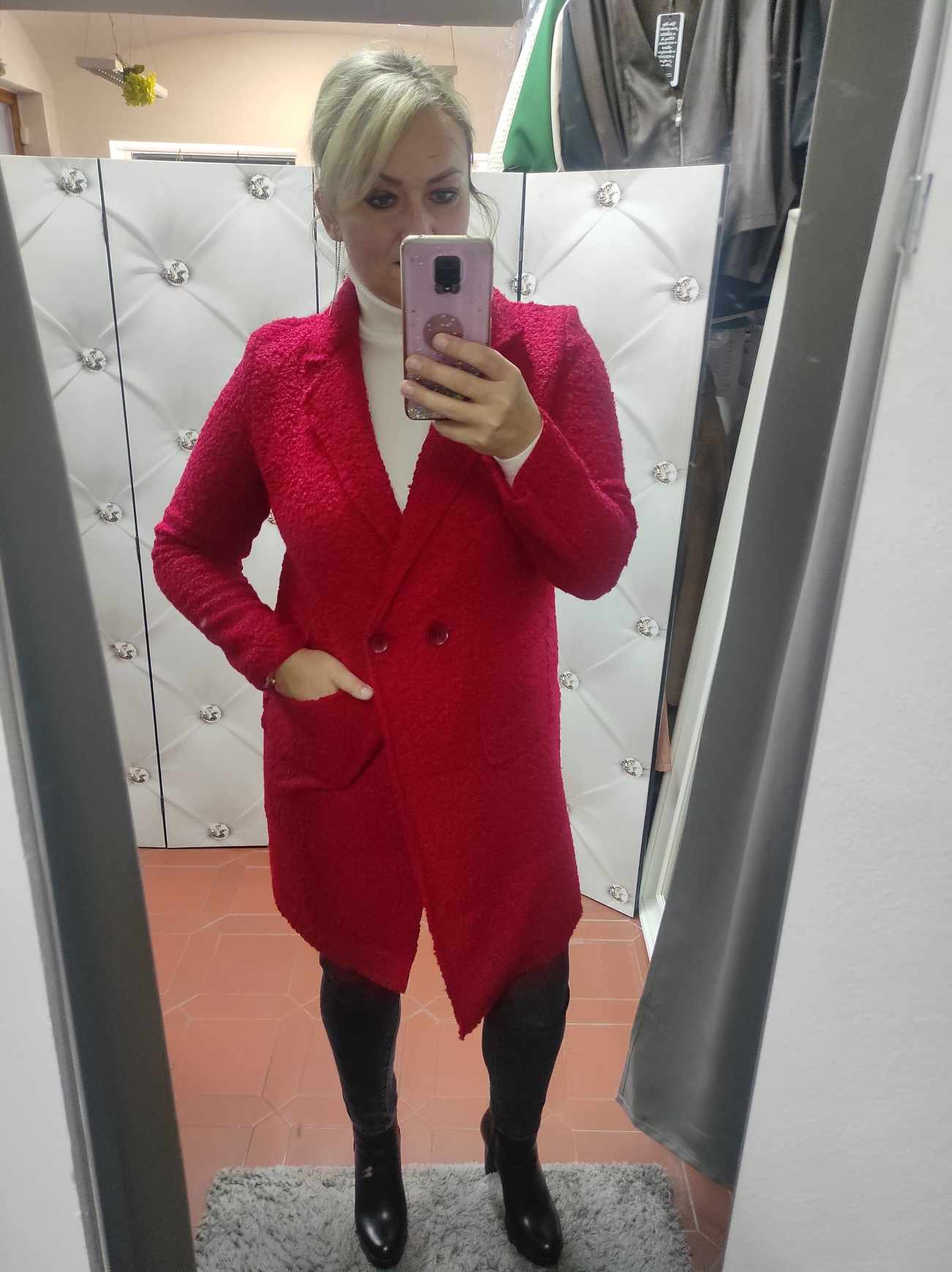 Dámský oversize kabát červený