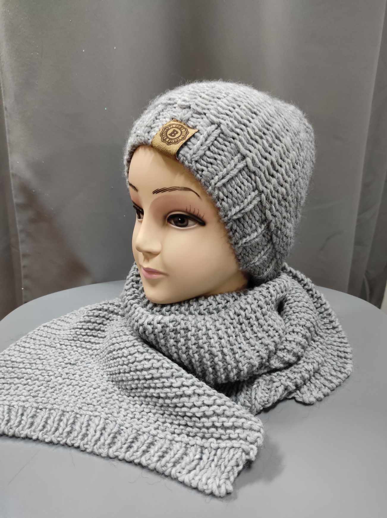 Dámský set čepice + šála šedý