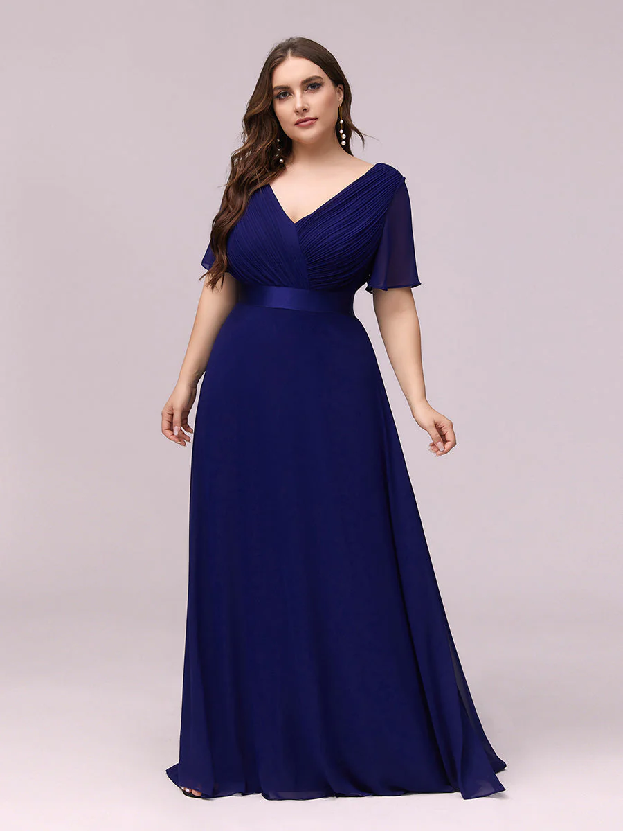 Dlouhé společenské PLUS SIZE šaty MERIDA modré