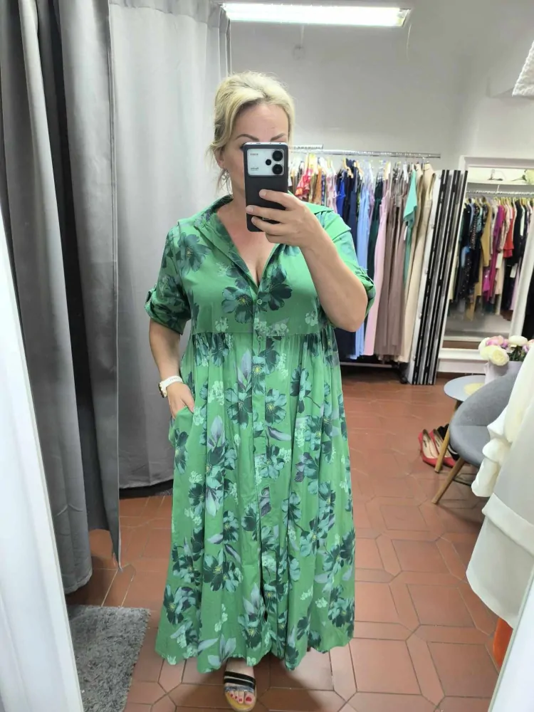 Košilové PLUS SIZE šaty zelené