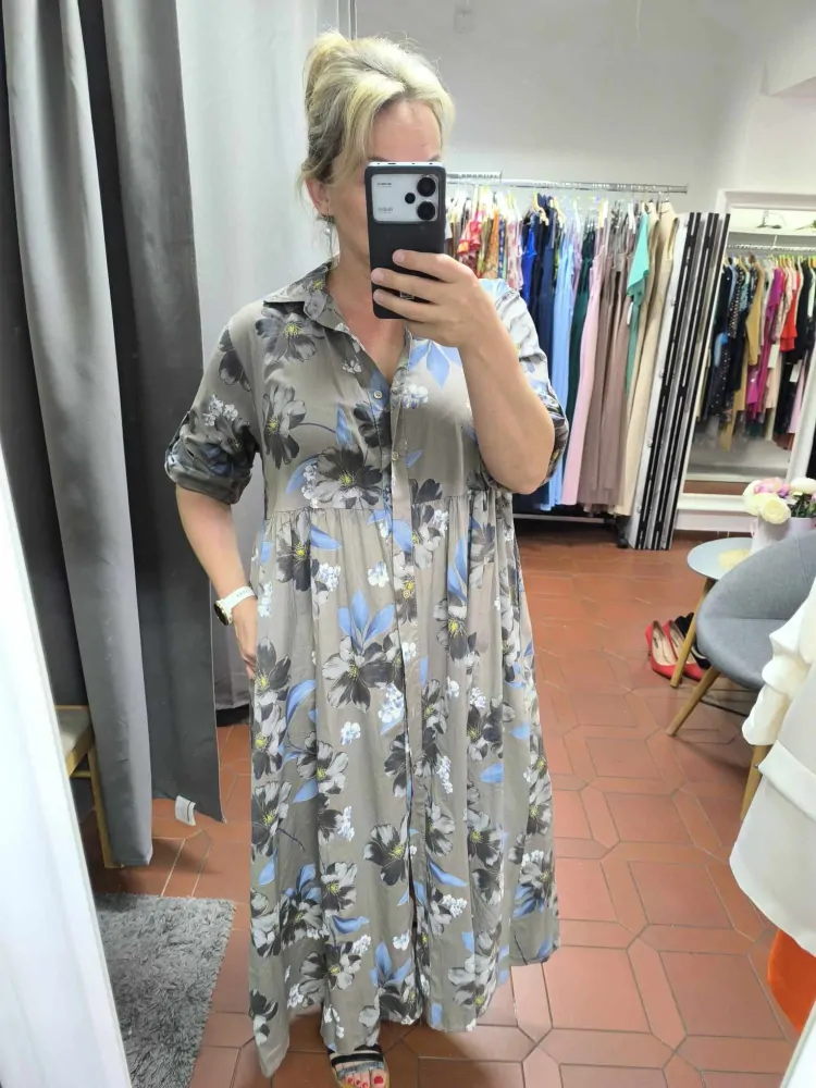 Košilové PLUS SIZE šaty šedé