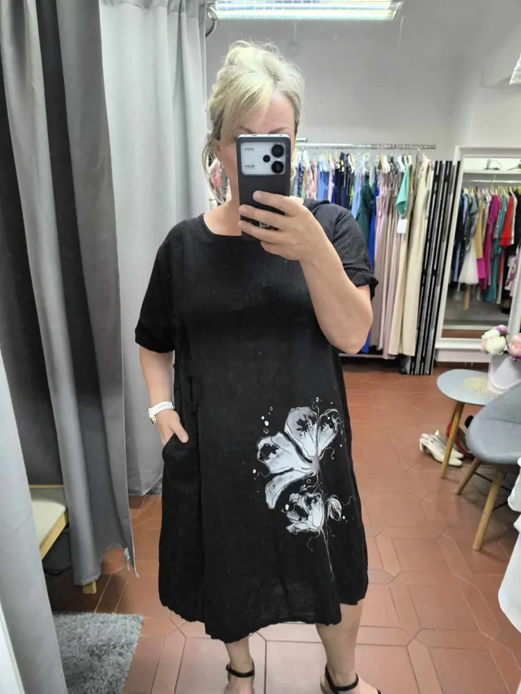 Lněné PLUS SIZE šaty černé