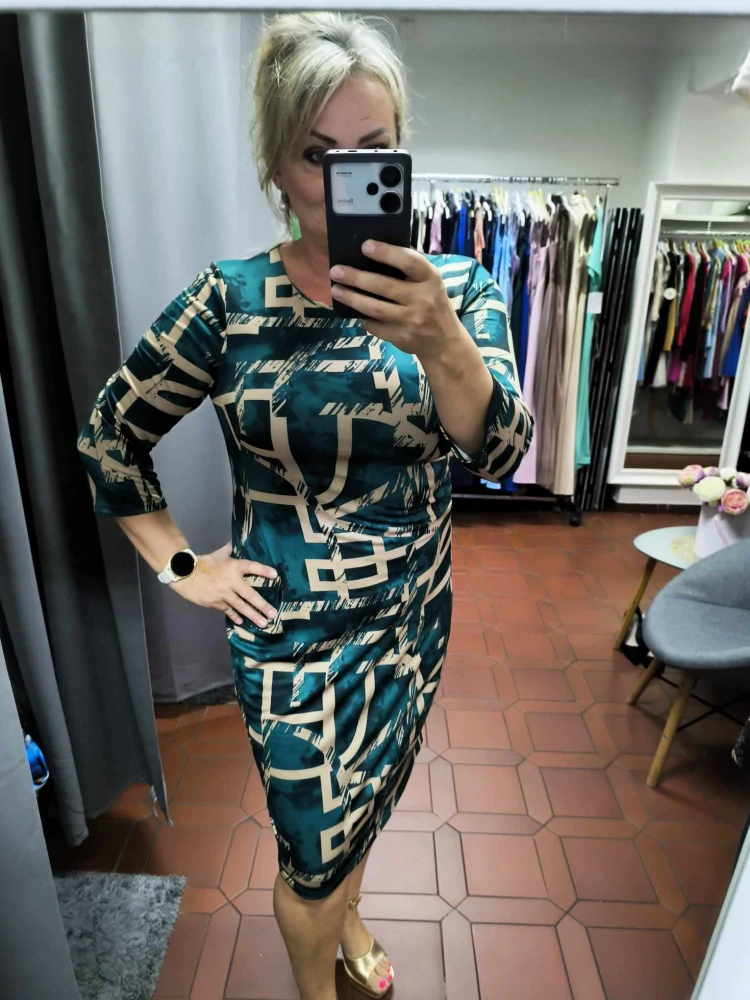 Elegantní pouzdrové šaty FABIA zelené