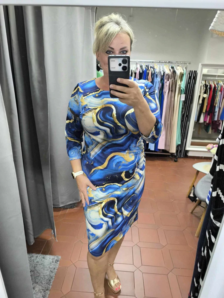 Elegantní pouzdrové šaty FABIA modré
