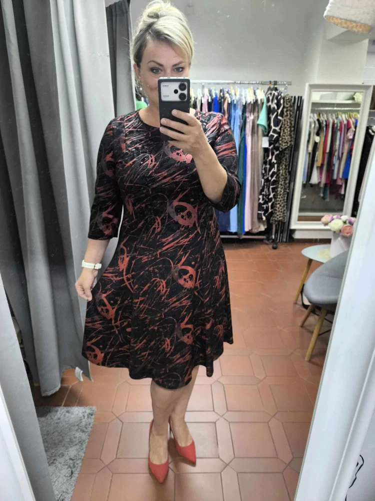 Elegantní šaty áčkového střihu RACHEL černočervené