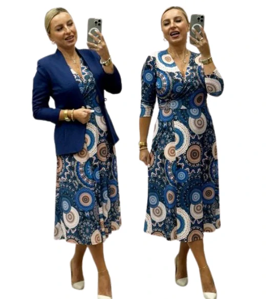 Dámské elegantní zavinovací midi šaty SISI modré