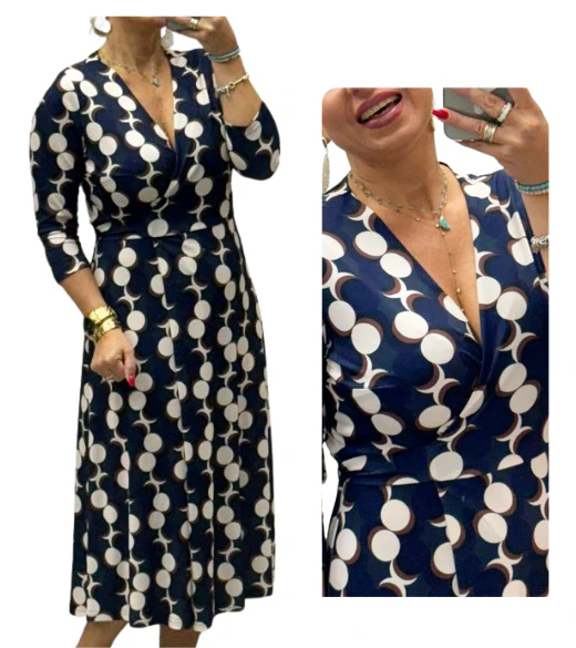 Dámské elegantní zavinovací midi šaty SISI tmavě modré