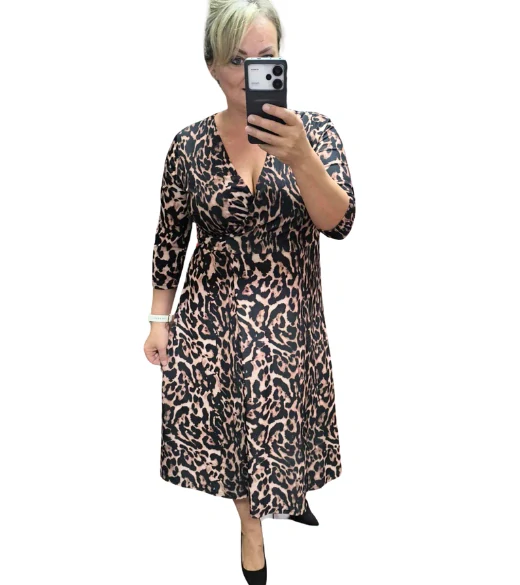 Dámské elegantní zavinovací midi šaty SISI gepard