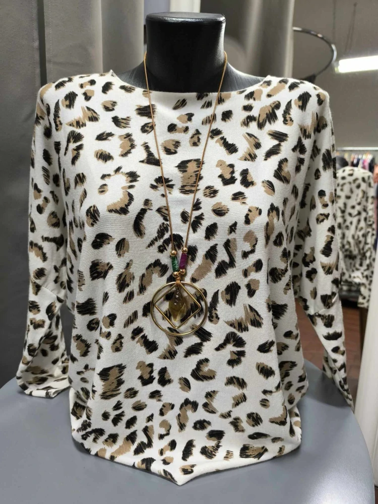Leopardí halenka bílá