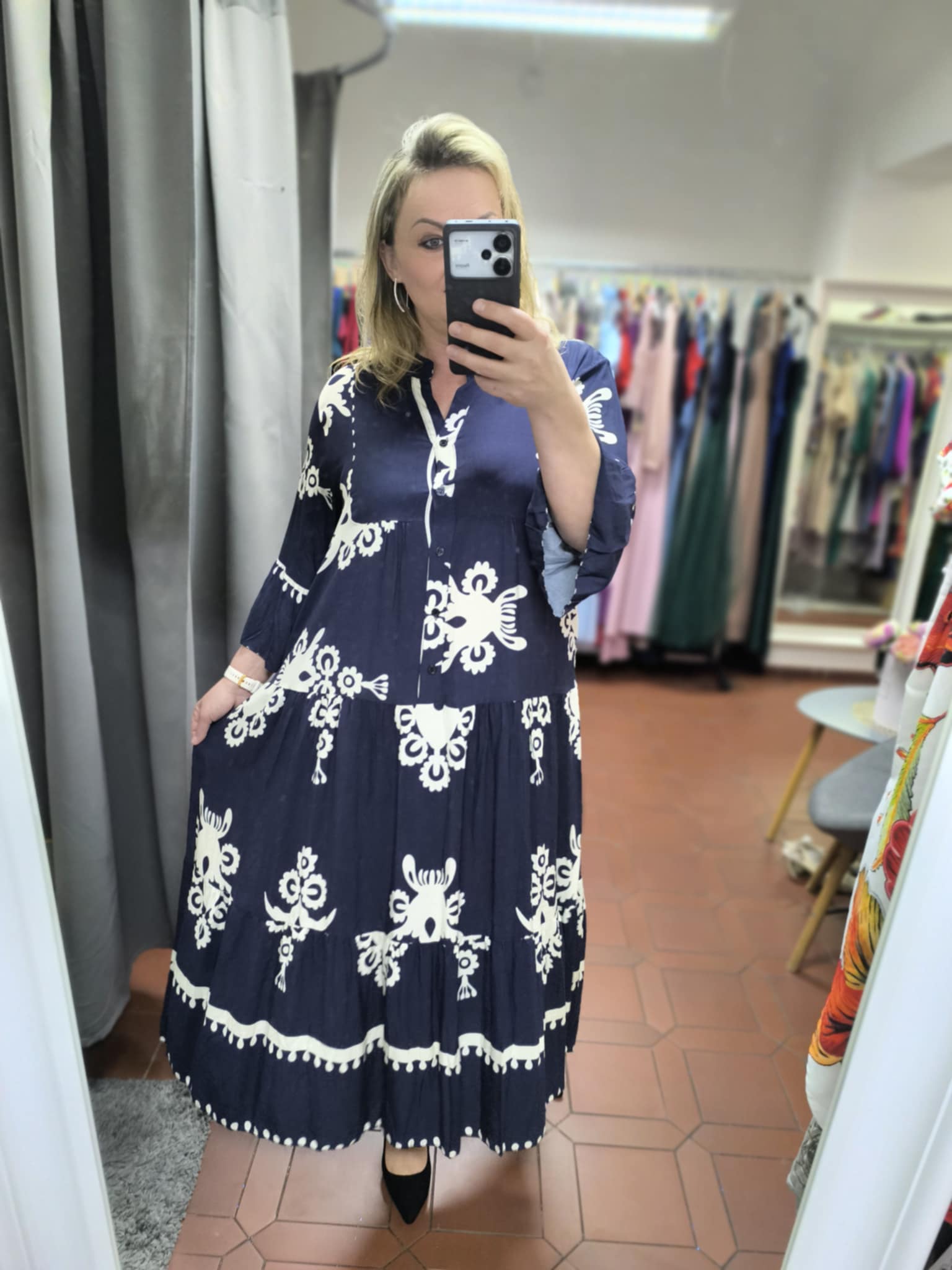 Lehké košilové PLUS SIZE šaty tmavě modré