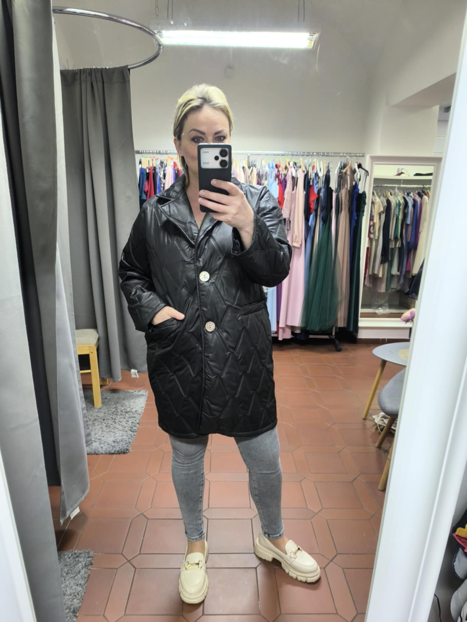 Dámská větší přechodová bunda BRIX černá se zlatými doplňky