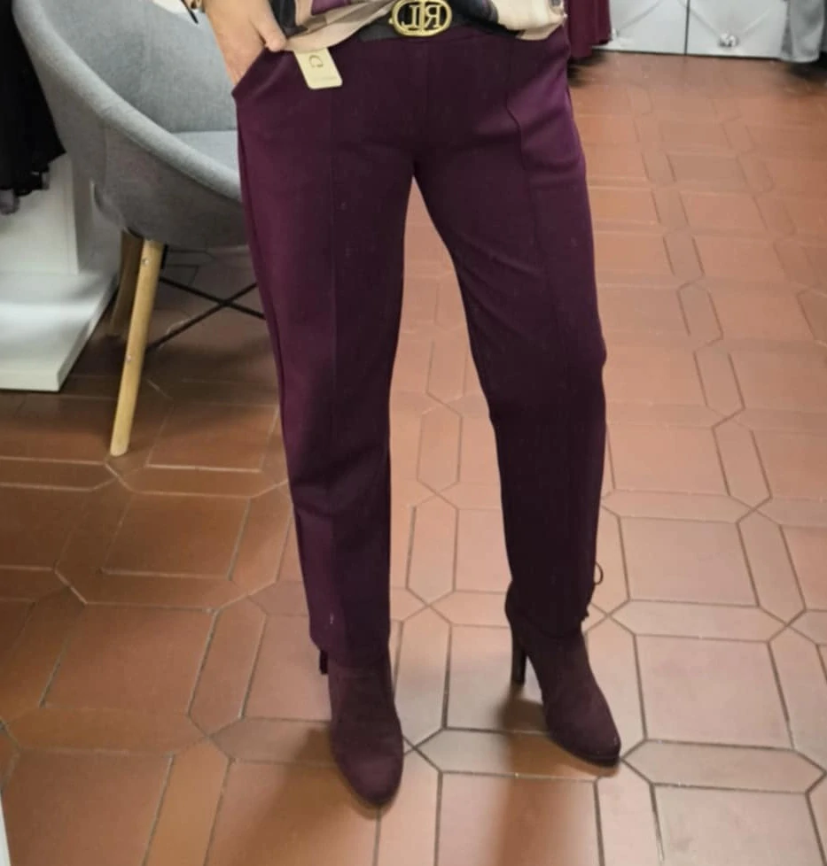 Dámské elastické kalhoty švestkové