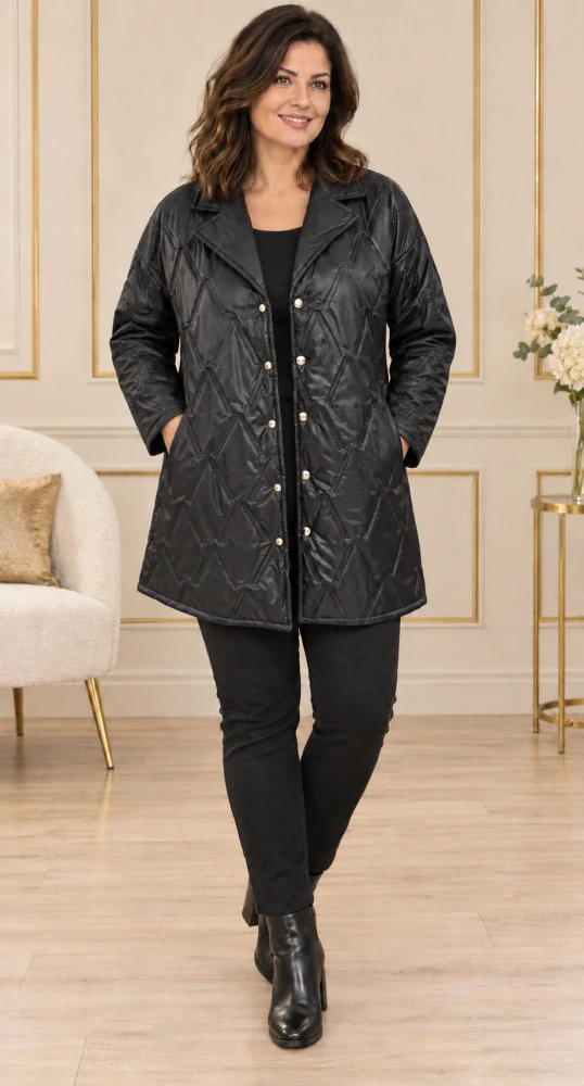 Dámská PLUS SIZE přechodová bunda BRIX černá se stříbrnými druky