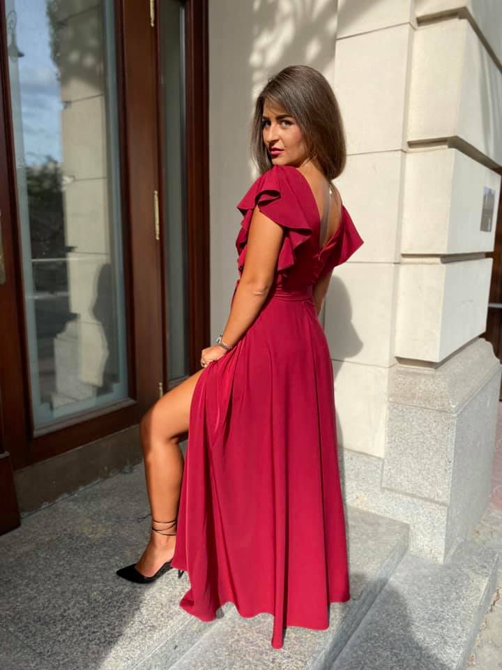 Dlouhé elegantní šaty Deny vínové