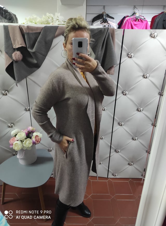 Dámský oversize kardigan hnědošedý