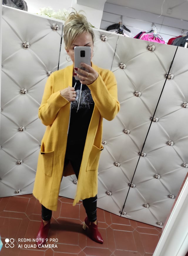 Dámský oversize kardigan hořčicový