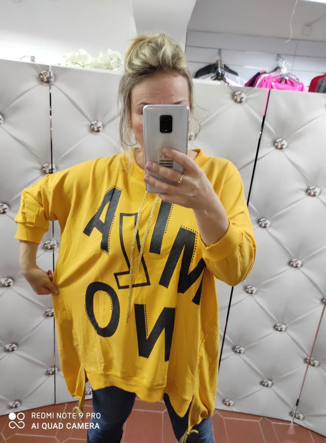 Dámská tunika/triko Plus SIZE hořčicová