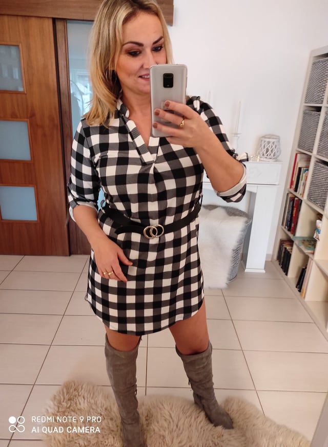 Dámské košilové šaty černobílé