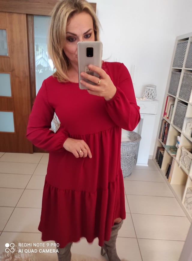 Dámské oversize šaty bordó