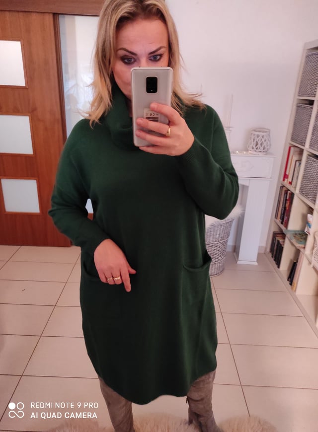 Svetrové PLUS SIZE šaty zelené