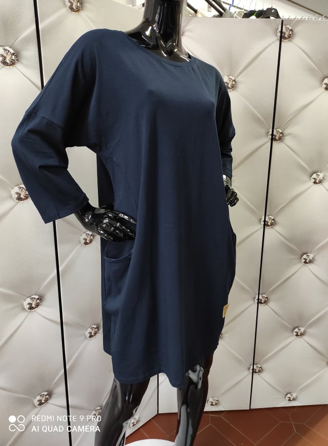 Dámské bavlněné oversize šaty tmavě modré