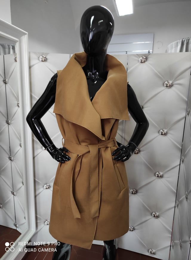 Dámská flaušová vesta camel