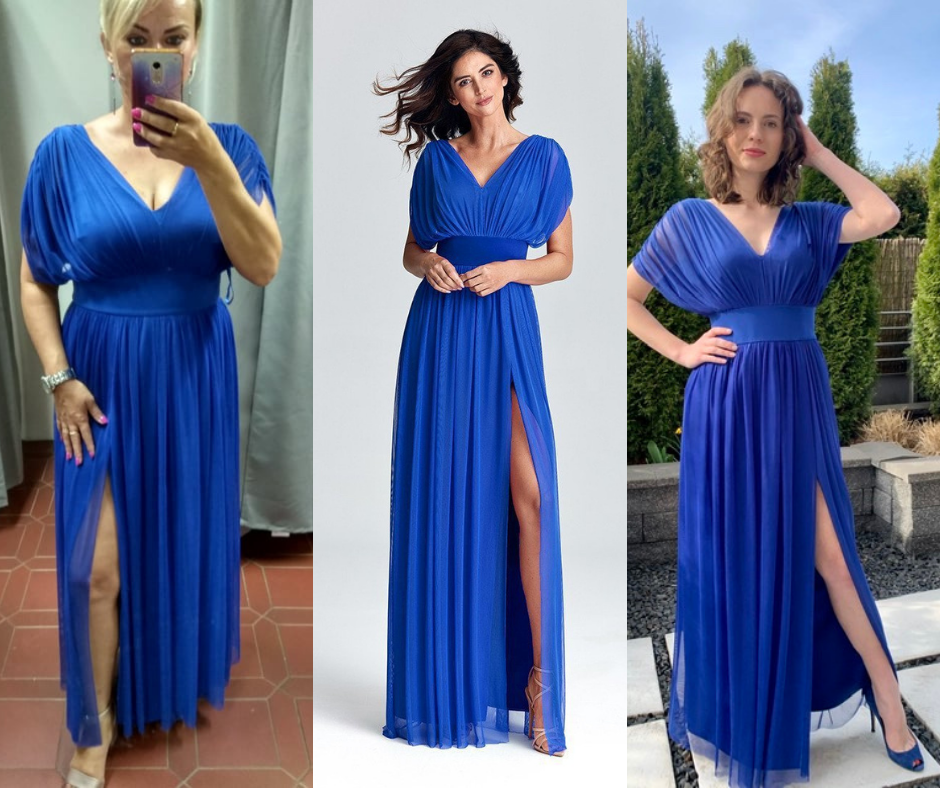 Dlouhé PLUS SIZE tylové šaty Henrieta královsky modré