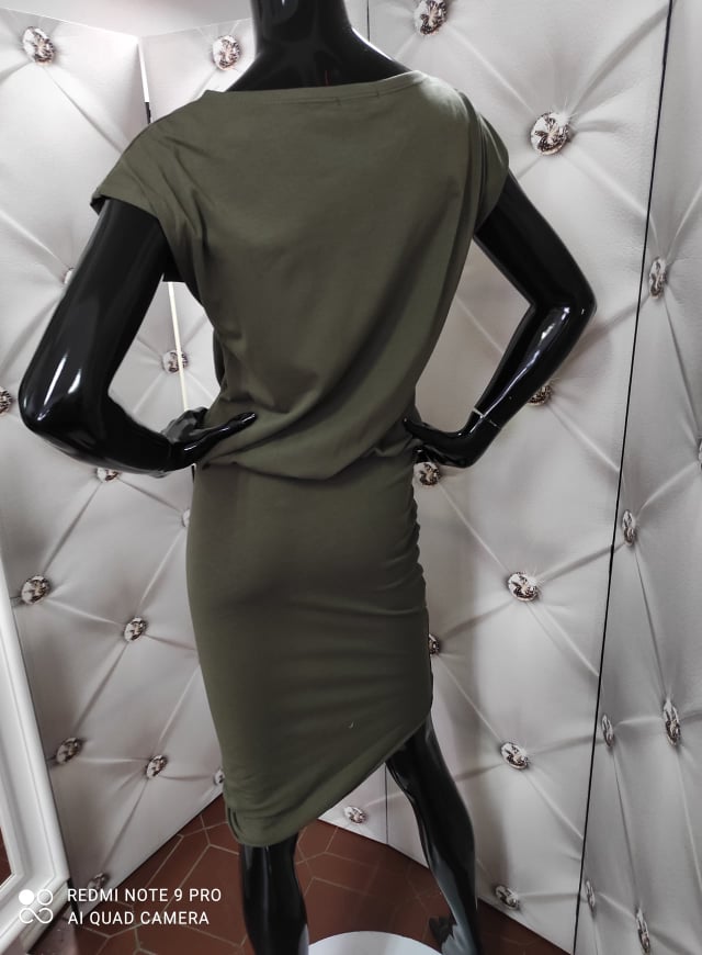 Volnočasové elastické šaty khaki