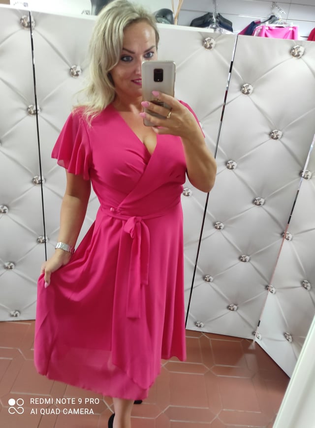 Dámské zavinovací šaty EZZA malinové