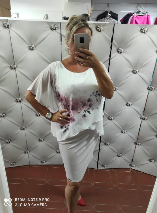 Elegantní dámské šaty DUET pudrovobílé