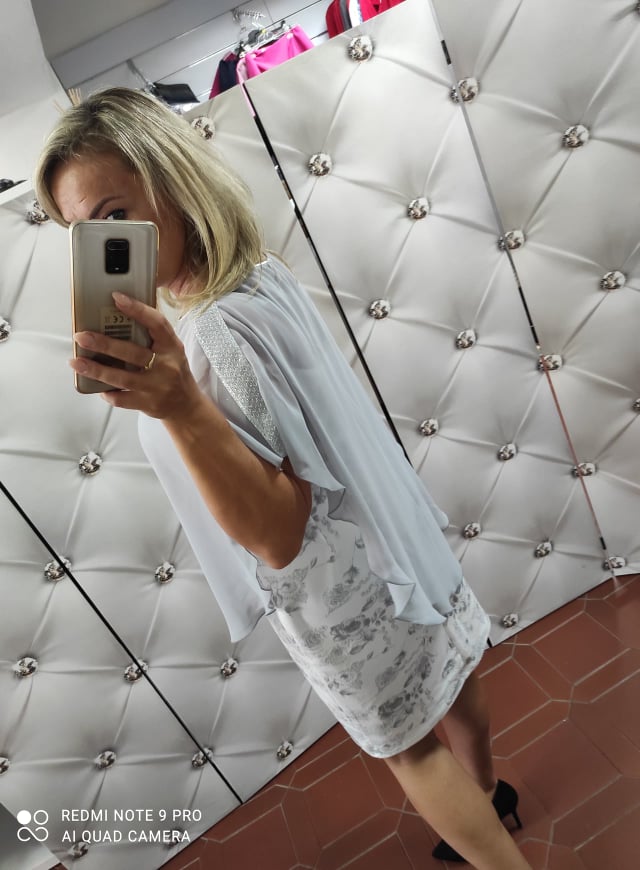 Elegantní dámské šaty CALVADOS šedobílé