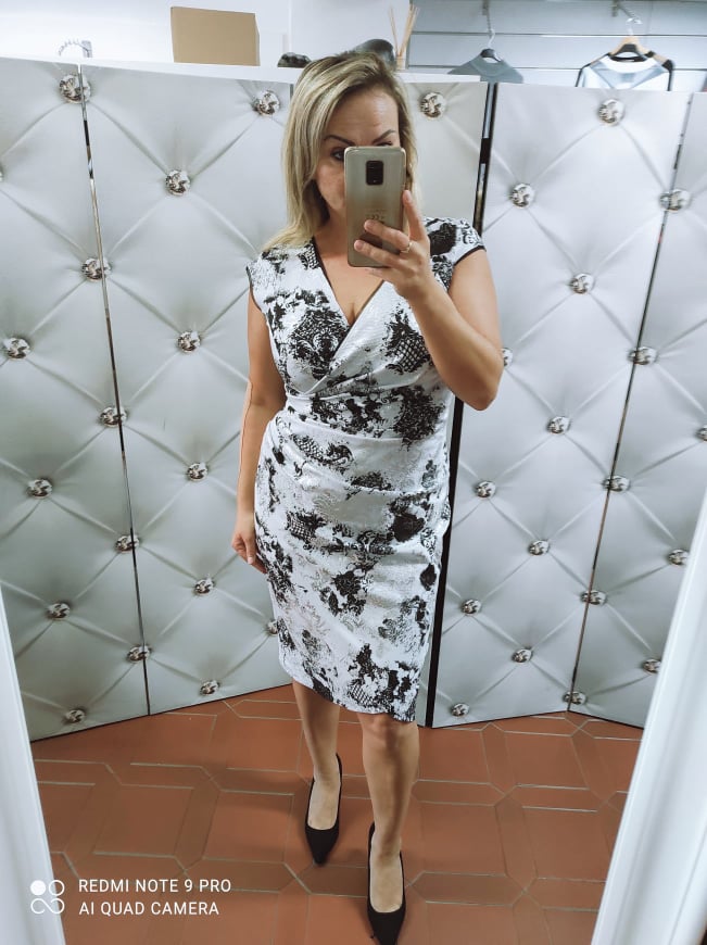 Elegantní dámské šaty Priscila černá/bílá/stříbrná