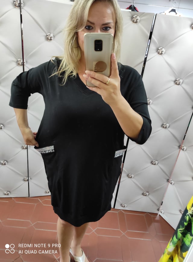 Dámské bavlněné OVERSIZE šaty černé