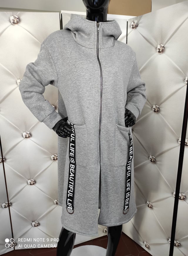 Hřejivá OVERSIZE mikinobunda šedá