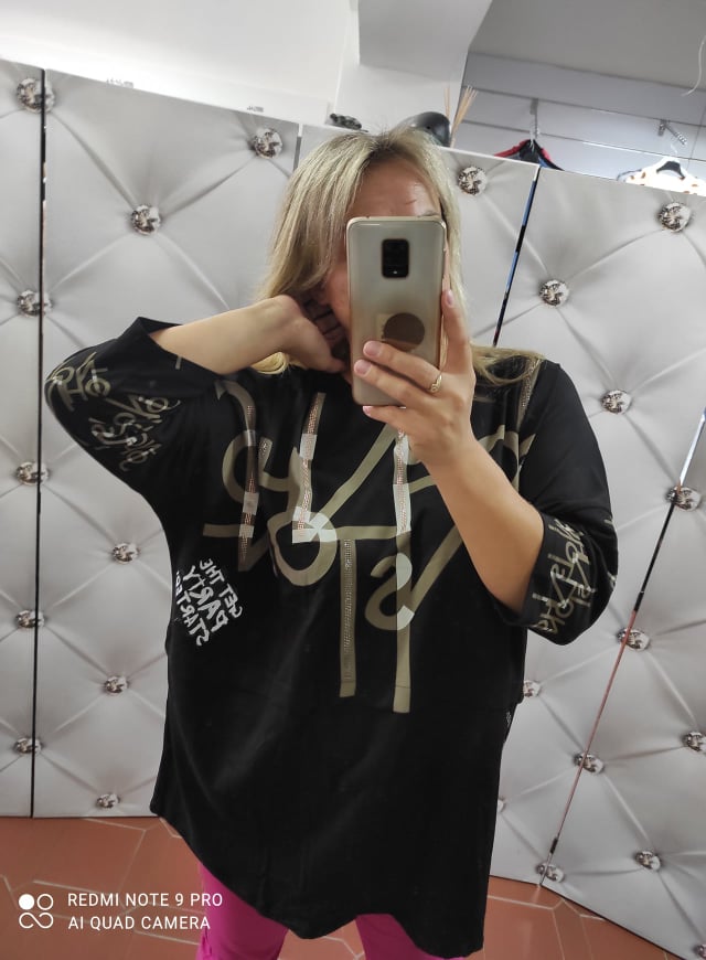 Dámské bavlněné PLUS SIZE triko černé