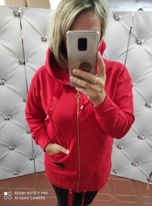 Dámská bavlněná OVERSIZE bunda červená