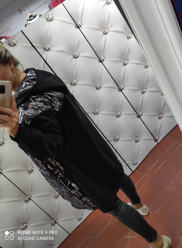 Dámská OVERSIZE přechodová bunda černá se stříbrným potiskem