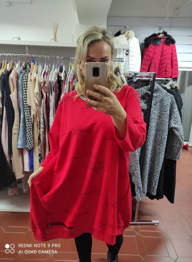 PLUS SIZE šaty/tunika červené